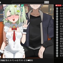 This is a pixiv picture whose title is 千夏と生♥配信.