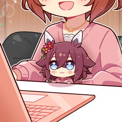 This is a pixiv picture whose title is 【ウマ娘】リモート会議に参加するサクラチヨワンコオー.