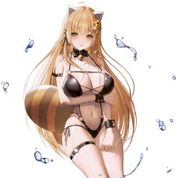 This is a pixiv picture whose title is 雀姫麻雀とのコラボで描き下ろした水着立ち絵 Part1.