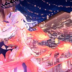 This is a pixiv picture whose title is 流彩の灯 海となり絵に.