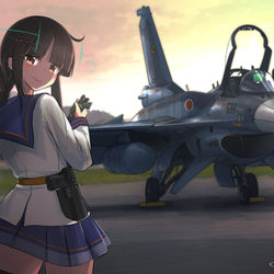 This is a pixiv picture whose title is [依頼絵] F-2とQ-PID [放課後エアフォース].
