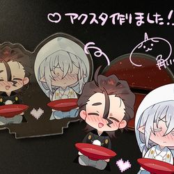 This is a pixiv picture whose title is ハジメくん×スイレンさんのアクスタ作りました.