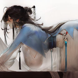 This is a pixiv picture whose title is 累死我了，后面两张是ai跑的参考.