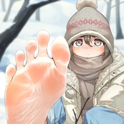 This is a pixiv picture whose title is 雪と裸足　その②.