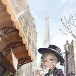 This is a pixiv picture whose title is パリの街角で.