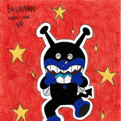 This is a pixiv picture whose title is ばいきんまん😈🦷🎨⭐🔴🟦⚡🤪✏️🦹🏻‍♂️.