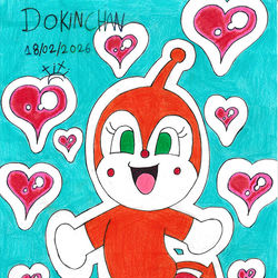 This is a pixiv picture whose title is ドキンちゃん❤️💗💕😍😄🔴🩷✨🎀🎨.