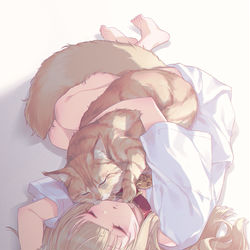 This is a pixiv picture whose title is きなこと一緒にお昼寝するきなこ🐈🐾.