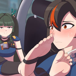 This is a pixiv picture whose title is Distracted Driving.