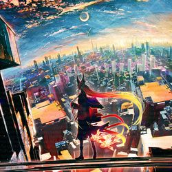 This is a pixiv picture whose title is 秋の夕暮れ.