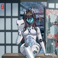 This is a pixiv picture whose title is 仮面の下は….