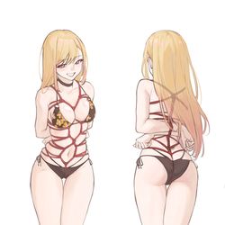 This is a pixiv picture whose title is 龟甲缚+水平后手缚喜多川海梦（绳缚图鉴第四弹！）.