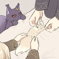 This is a pixiv picture whose title is 猫とレイチュリまとめ.