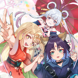 This is a pixiv picture whose title is きらめく三人.