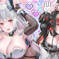 This is a pixiv picture whose title is うさ耳ポーズ／ダイブロス・コア.