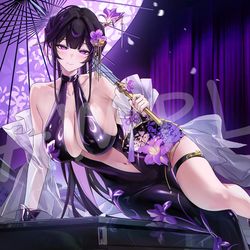 This is a pixiv picture whose title is 紫羅傘雨夜.