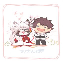 This is a pixiv picture whose title is ぐだ男と花咲翁.