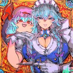 This is a pixiv picture whose title is 咲夜＆ゆっくりレミリア.