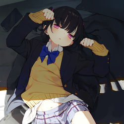 This is a pixiv picture whose title is へそ天×生足.