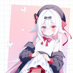 This is a pixiv picture whose title is 掀裙给你看胖次的美少女.