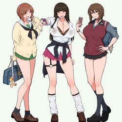 This is a pixiv picture whose title is 西住家バリギャル三姉妹.