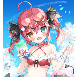 This is a pixiv picture whose title is 「海でも世界をぎゅうじるぞ!!✨」.