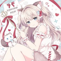 This is a pixiv picture whose title is skeb commission🐱🥛.