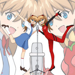 This is a pixiv picture whose title is エヴァンゲリオン  Wアスカ.