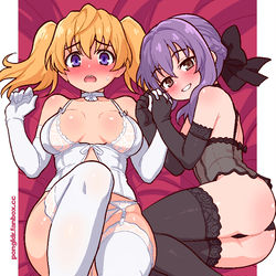 This is a pixiv picture whose title is Mitsuba and Shinoa.