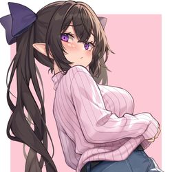 This is a pixiv picture whose title is デニムホットパンツはたてちゃん.