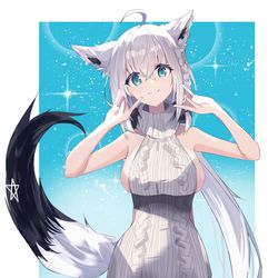 This is a pixiv picture whose title is 白上フブキ -童貞を殺すセーター.