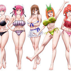 This is a pixiv picture whose title is 水着全員.