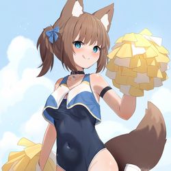 This is a pixiv picture whose title is 応援きつねちゃん.