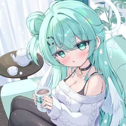 This is a pixiv picture whose title is あったか白ニットワンピ🍀.