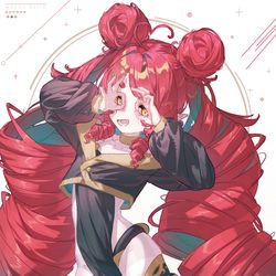 This is a pixiv picture whose title is 茗奈手指眼镜.