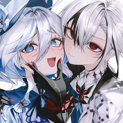 This is a pixiv picture whose title is Furina&Arlecchino.