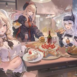 This is a pixiv picture whose title is 【NIKKE】 指揮官との新年ディナー.
