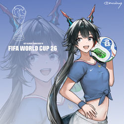 This is a pixiv picture whose title is 小陈参加世界杯，但分不清球门方向.