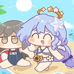This is a pixiv picture whose title is 로빈•서머레토랑 척자•서머레토.
