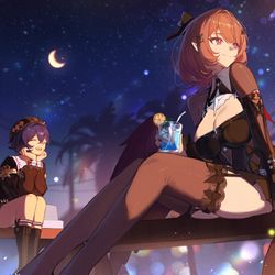 This is a pixiv picture whose title is 夏夜.