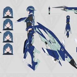 This is a pixiv picture whose title is FA-2 ファーンⅡ【FAND II】ちゃん_三面図.