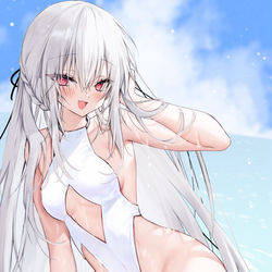 This is a pixiv picture whose title is うちのこ白水着.