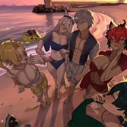 This is a pixiv picture whose title is A summer with the ladies~🏖️.