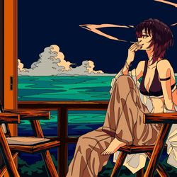 This is a pixiv picture whose title is Sea, Drowning in Summer.