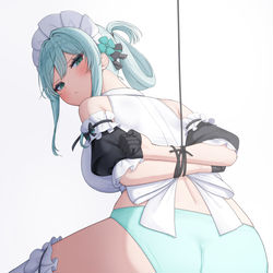 This is a pixiv picture whose title is スカート外されたメイド.