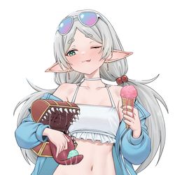 This is a pixiv picture whose title is 【ホシノの水着を着たフリーレン】.