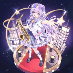 This is a pixiv picture whose title is 【お仕事】朔栖まよ様_生誕イラスト.