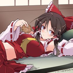 This is a pixiv picture whose title is 🍘休憩霊夢.