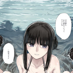 This is a pixiv picture whose title is 人事お姉さん　「夏の約束」.