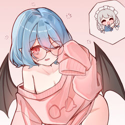 This is a pixiv picture whose title is 咲夜晚上好啊（慵懒）.
